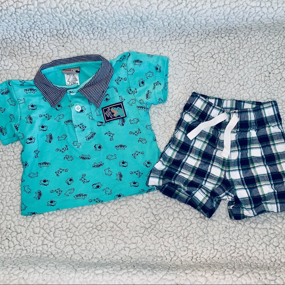 Teal collar shirt w/ matching shorts